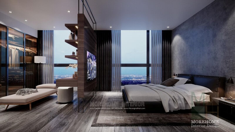 Mẫu giường ngủ bọc da đơn giản kết hợp ga màu trắng tạo vẻ đẹp huyền bí và sang trọng Thiết kế chung cư