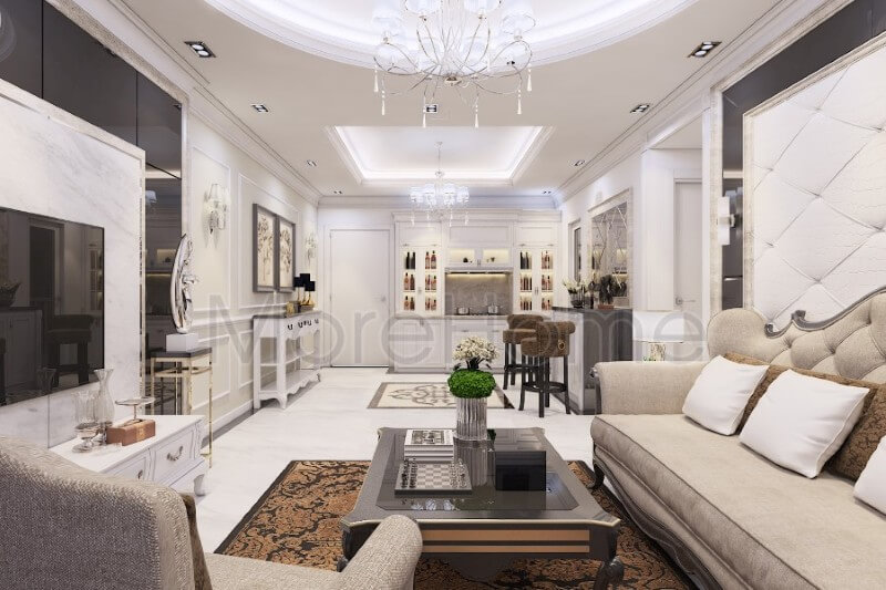 Nội thất phòng khách chung cư tân cổ điển ấn tượng và sang trọng Thiết kế chung cư