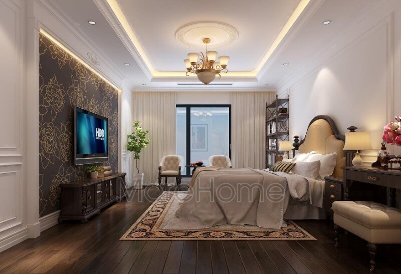 Phòng ngủ master ấn tượng với mẫu giường ngủ tân cổ điển Thiết kế chung cư