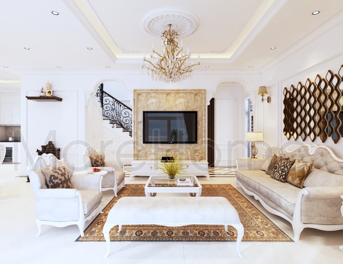 Mẫu sofa phòng bọc nỉ cao cấp với thiết kế tân cổ điển cho nhà phốbiệt thự đẹp sang trọng sofa tân cổ điển