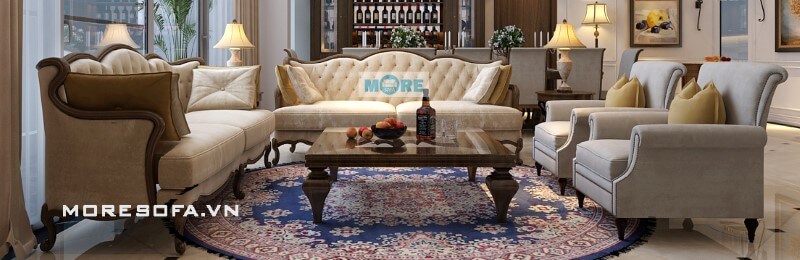 Sofa Tân cổ điển luôn là lựa chọn hàng đầu cho các phòng khách chung cư, biệt thự rộng sofa tân cổ điển