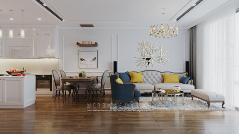 Sofa Tân cổ điển kết hợp hài hòa với các nội thất trong phòng tạo nên sự sang trọng, tiện nghi nhất cho gia chủ sofa tân cổ điển