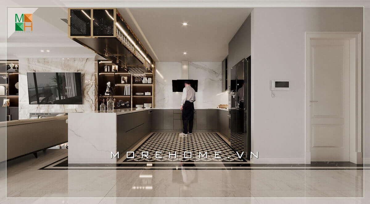 Mẫu tủ kệ gỗ treo đẹp và sang trọng, có công dụng để đồ để cốc và ly tiện lợi và đẹp. Thiết kế tủ bếp, sản xuất tủ bếp chung cư