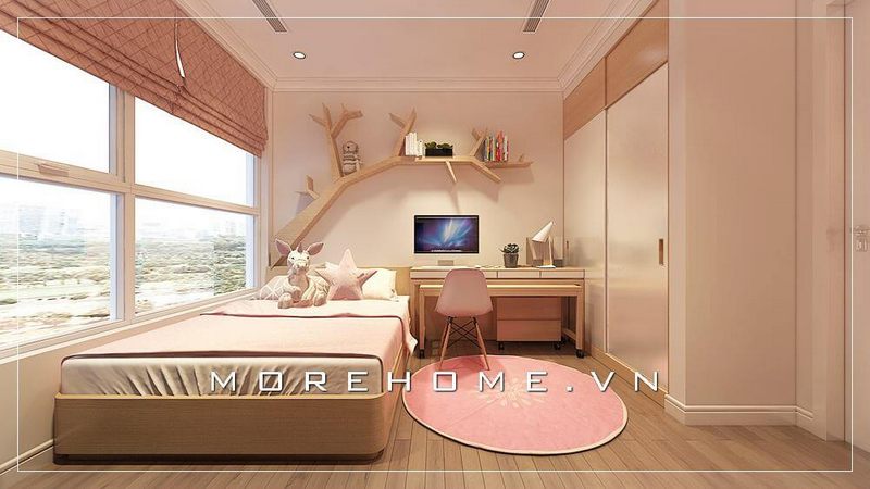  Phòng ngủ với gam màu tươi sáng tinh tế chủ đạo, khiến căn phòng của nàng công chúa nhỏ bé của các bố mẹ trở nên hiện đại và dễ thương hơn bao giờ hết