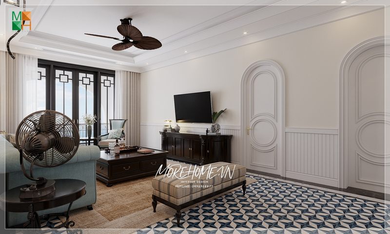 Kệ tủ tivi gỗ tự nhiên đương đại không quá rườm rà nhưng cũng không kém phần sang trọng