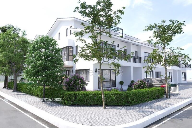 Kiến trúc và ngoại thất hiện đại được thiết kế cho biệt thự cao cấp tại Ecopark Hưng Yên.