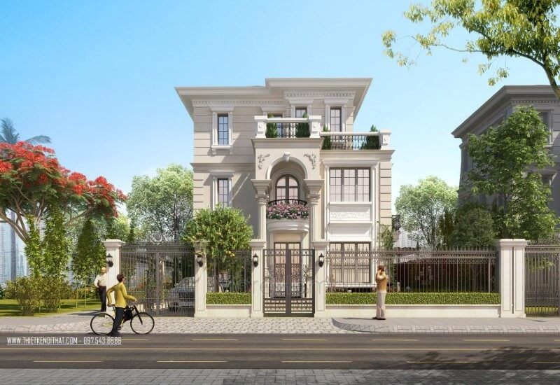 Kiến trúc biệt thự Splendora An Khánh tại Hoài Đức, Hà Nội được thiết kế theo phong cách tân cổ điển.