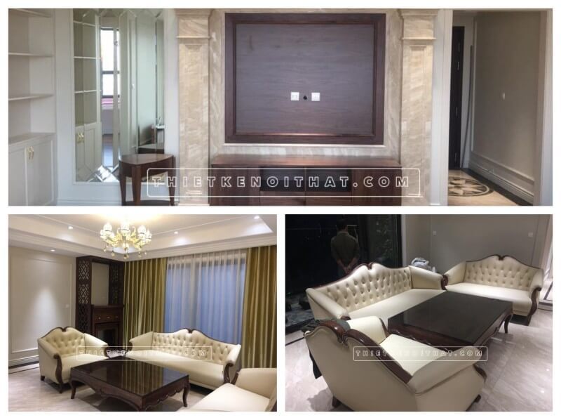 Hình ảnh của công trình thi công nội thất phòng khách chung cư D