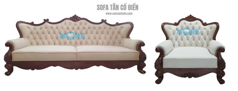 Ghế sofa cổ điển đẹp, tinh tế, bọc nỉ rút múi sẽ làm nên điểm nhấn cho phòng khách của bạn.